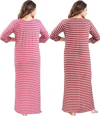 Classic Wool Striped Winter Nighty for Women, Pack of 2-thumb3