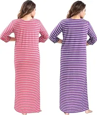 Classic Wool Striped Winter Nighty for Women, Pack of 2-thumb1