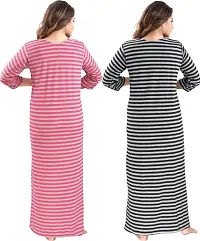 Classic Wool Striped Winter Nighty for Women, Pack of 2-thumb2