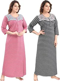 Classic Wool Striped Winter Nighty for Women, Pack of 2-thumb3