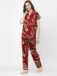 Classic Satin Solid Top and Pyjama Nighty set for Women-thumb2