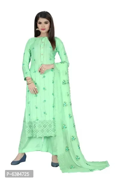 Stylish Modal Silk Handwork With Embroidery On Print Dress Material With Dupatta Set For Women-thumb0