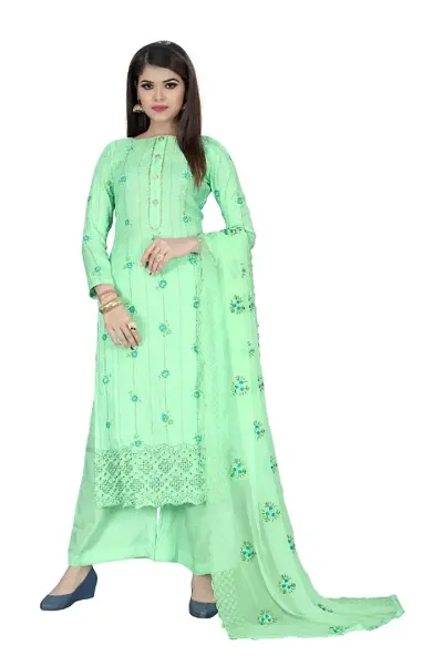 Trendy Women's Synthetic Dress Material with Dupatta