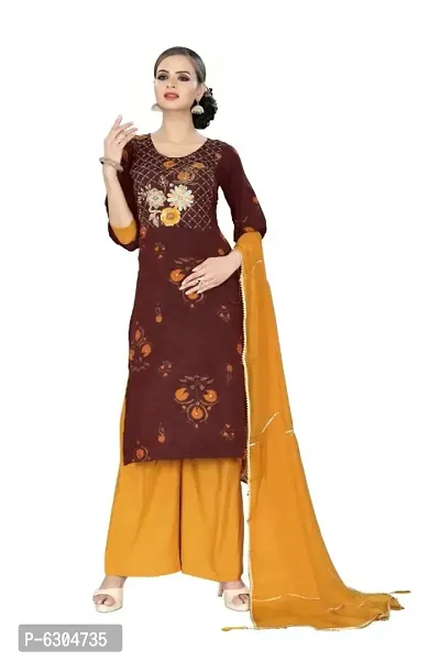 Stylish Modal Silk Handwork With Embroidery On Print Dress Material With Dupatta Set For Women