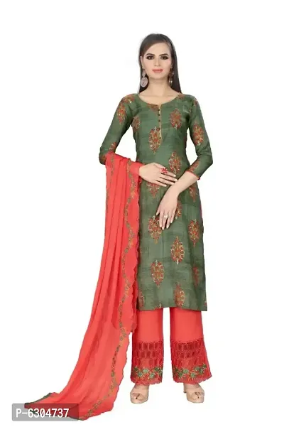 Stylish Modal Silk Handwork With Embroidery On Print Dress Material With Dupatta Set For Women