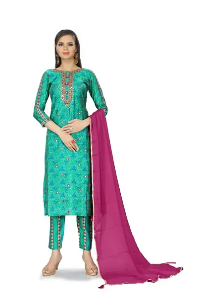 Embroidered Dress Material with Dupatta