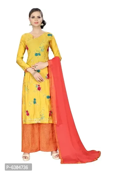 Stylish Modal Silk Handwork With Embroidery On Print Dress Material With Dupatta Set For Women-thumb0