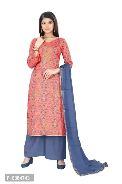 Stylish Modal Silk Handwork With Embroidery On Print Dress Material With Dupatta Set For Women