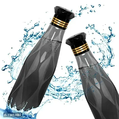Black Crystal Pattern Water Bottle 1 LTR, Plastic Fridge Water Bottle Set 3