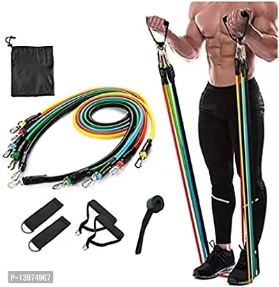 11 in 1 Power Resistance Band, Resistance Toning Tube Set of Foam Handles, for Home Gym, Workout and Body Stretching Power Lifting, for Men-Woman-thumb0