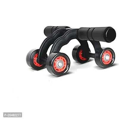 ArrowMax AB Roller 4 wheel Abdominal Exerciser Fitness Home Workout 6 Pack Ab Exerciser Ab Exerciser (Black)-thumb0