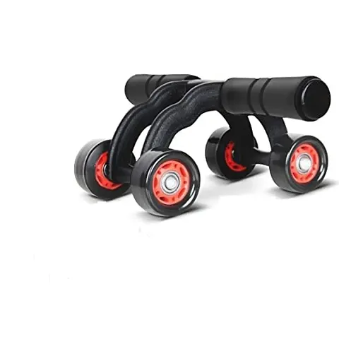 ArrowMax AB Roller 4 wheel Abdominal Exerciser Fitness Home Workout 6 Pack Ab Exerciser Ab Exerciser (Black)