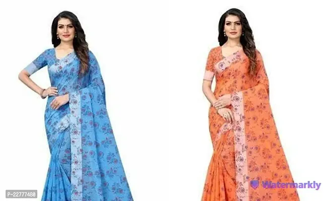 Fancy Georgette Sarees with Blouse Pieces for Women Pack Of 2