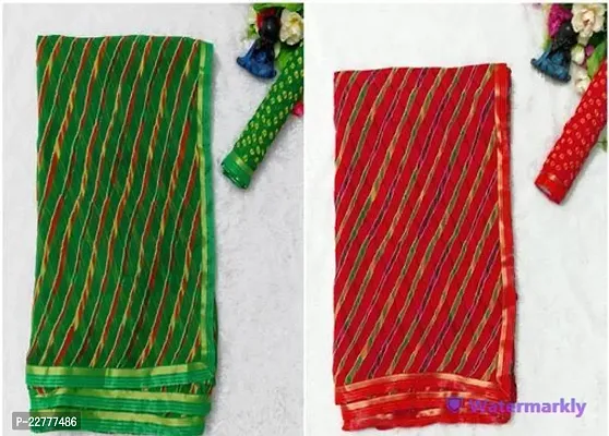 Fancy Georgette Sarees with Blouse Pieces for Women Pack Of 2-thumb0