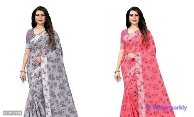 Fancy Georgette Sarees with Blouse Pieces for Women Pack Of 2