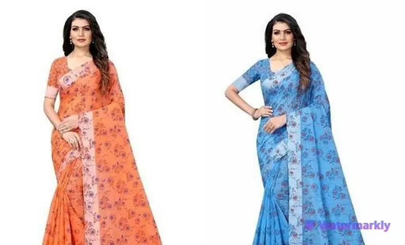 Fancy Georgette Sarees with Blouse Pieces for Women Pack Of 2