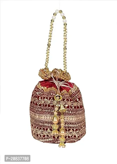 Stylish Multicoloured Silk Embroidered Handbags For Women-thumb0