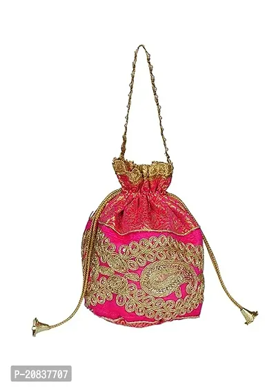 Stylish Multicoloured Silk Embroidered Handbags For Women