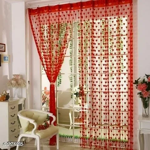 Cotton Villas Polyester Heart Cut Curtains Set of 2 Color Red Size of Window Length 5ft into Width 4ft