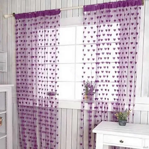 New panipat textile zone 183 cm (6 ft) Tissue, Polyester Window & Door Curtain Single Curtain??(Floral, Purple)