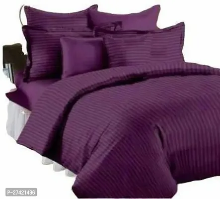 Classic Cotton Striped Purple Bedsheet with Pillow Covers