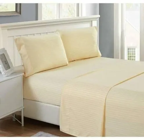 Classic Cotton Striped Bedsheet with Pillow Covers