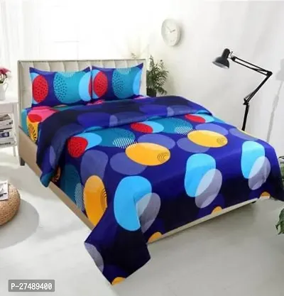 Stylish Polyester Double Bedsheet with Two Pillow Covers-thumb0