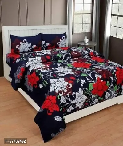 Stylish Polyester Double Bedsheet with Two Pillow Covers-thumb0