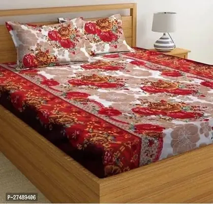 Stylish Polyester Double Bedsheet with Two Pillow Covers-thumb0