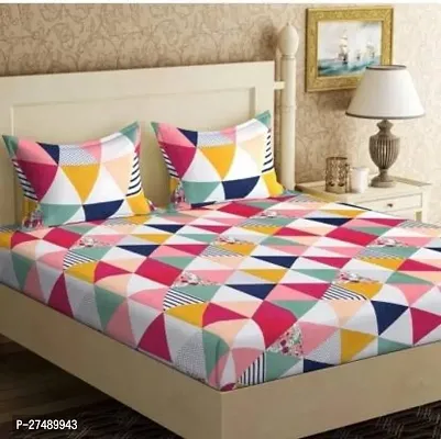 Stylish Polyester Double Bedsheet with Two Pillow Covers