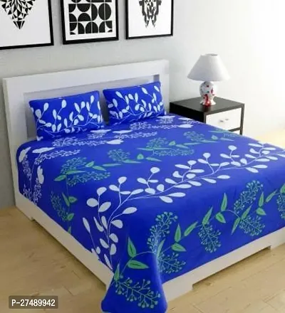 Stylish Polyester Double Bedsheet with Two Pillow Covers-thumb0