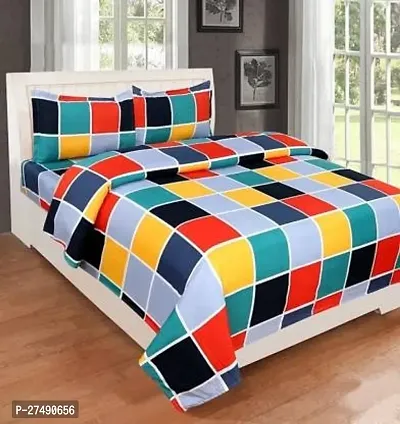 Stylish Polyester Double Bedsheet with Two Pillow Covers-thumb0