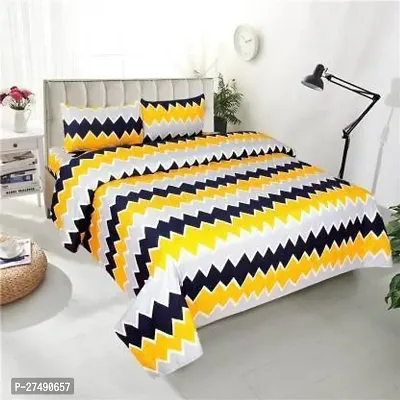 Stylish Polyester Double Bedsheet with Two Pillow Covers-thumb0