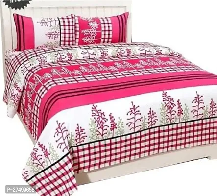 Stylish Polycotton Double Bedsheet with Two Pillow Covers