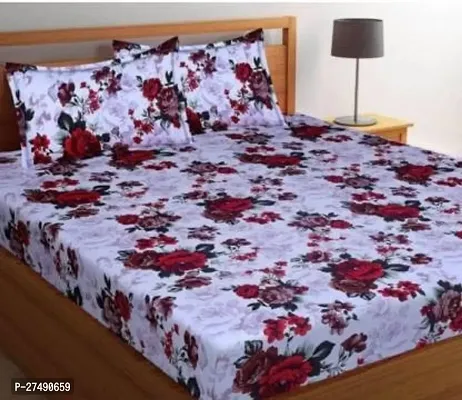 Stylish Polyester Double Bedsheet with Two Pillow Covers