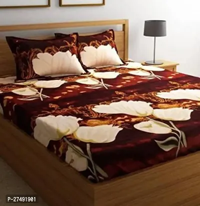 Stylish Polyester Double Bedsheet with Two Pillow Covers-thumb0