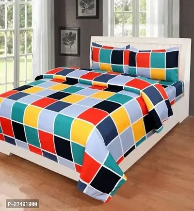 Stylish Polyester Double Bedsheet with Two Pillow Covers-thumb0