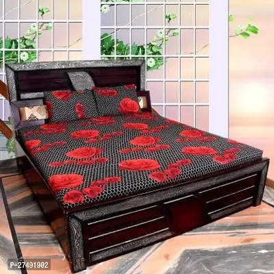 Stylish Polyester Double Bedsheet with Two Pillow Covers