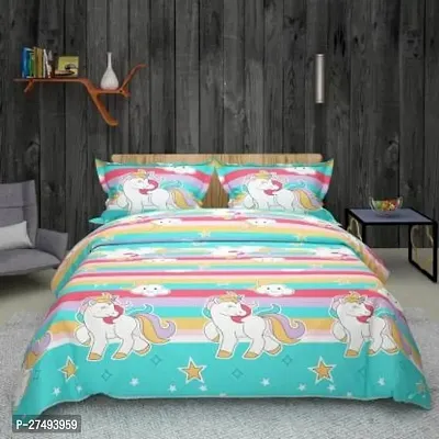 Stylish Polyester Double Bedsheet with Two Pillow Covers-thumb0