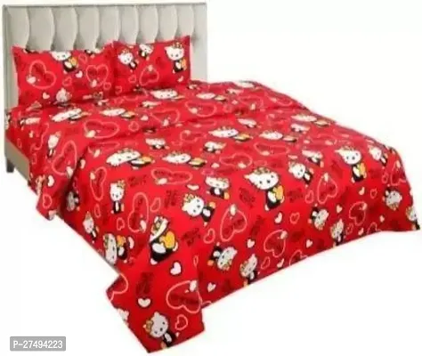 Stylish Polyester Double Bedsheet with Two Pillow Covers-thumb0