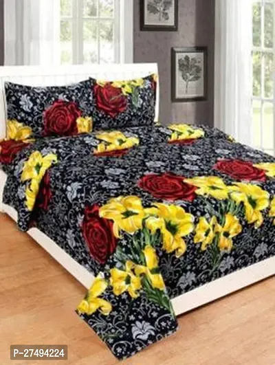 Stylish Polyester Double Bedsheet with Two Pillow Covers-thumb0