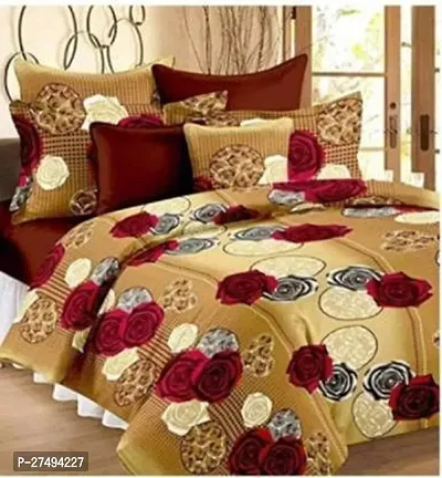 Stylish Polyester Double Bedsheet with Two Pillow Covers-thumb0