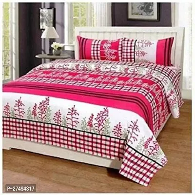 Stylish Polycotton Double Bedsheet with Two Pillow Covers