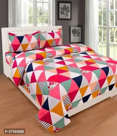 Stylish Polyester Double Bedsheet with Two Pillow Covers-thumb0