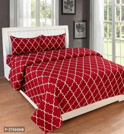 Stylish Polyester Double Bedsheet with Two Pillow Covers-thumb0