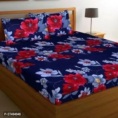 Stylish Polyester Double Bedsheet with Two Pillow Covers-thumb0