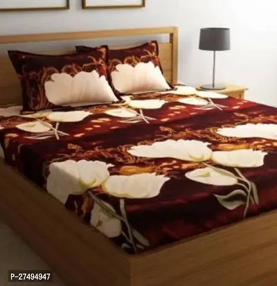 Stylish Polyester Double Bedsheet with Two Pillow Covers-thumb0