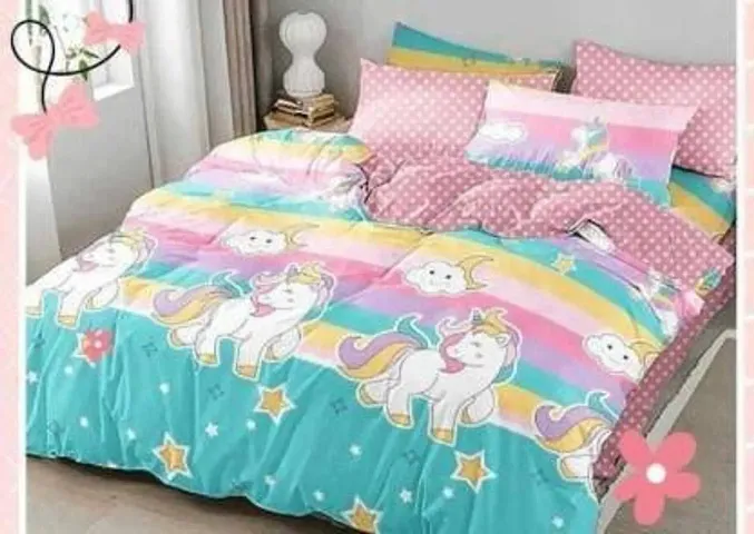 Poly Cotton Double Bedsheets with 2 Pillow Covers