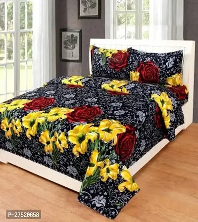 Stylish Polyester Double Bedsheet with Two Pillow Covers-thumb0