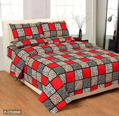 Stylish Polyester Double Bedsheet with Two Pillow Covers-thumb0